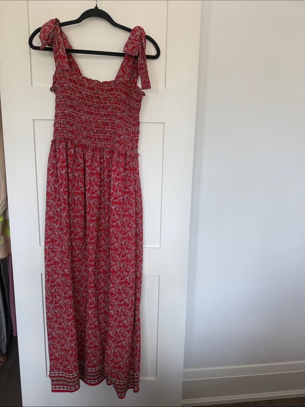 Max Studio Red Floral Maxi Dress with Tie Straps